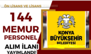 Konya Büyükşehir Belediyesi 144 Memur ve Personel Alımı – Ön Lisans ve Lisans